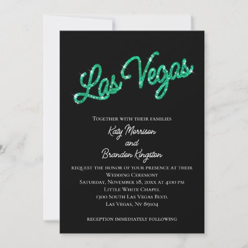 Emerald Las Vegas Sparkles Wedding Invitation