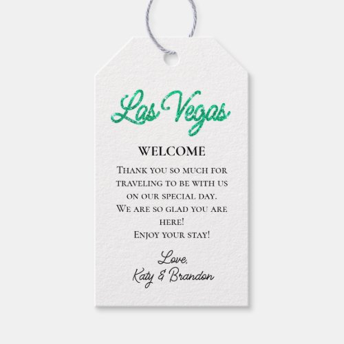 Emerald Las Vegas Sparkles Wedding Welcome Gift Tags