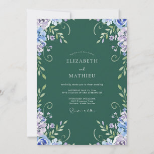 Emerald Lavender Vine Wedding Invitation