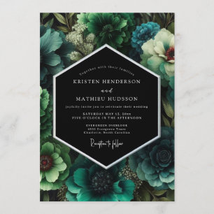 Emerald Lavish Floral Wedding Invitation
