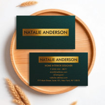 Emerald Leather & Gold Foil Business Card