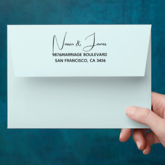 Emerald light blue Wedding Return Address Envelope