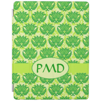 Emerald Lime Green Art Nouveau Damask Monogram iPad Smart Cover