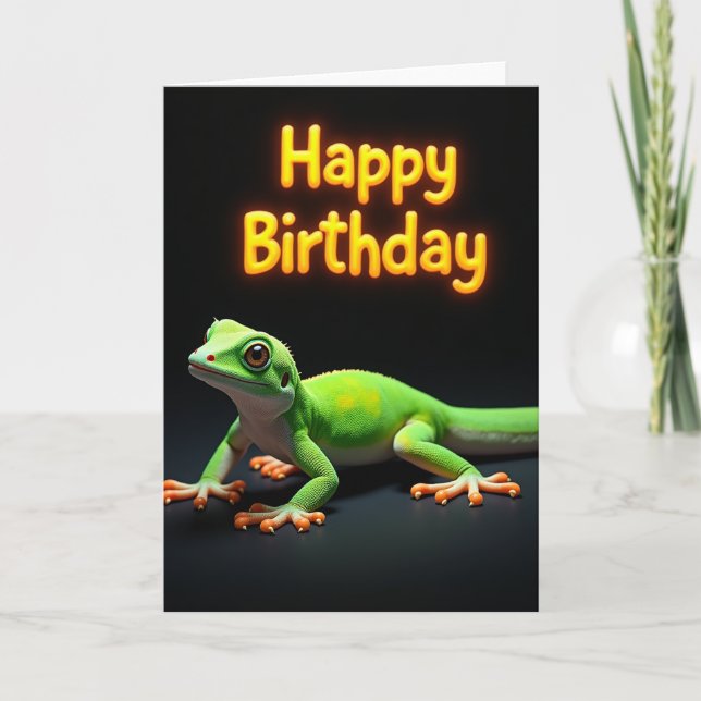 Emerald Lizard Birthday Card (Front)