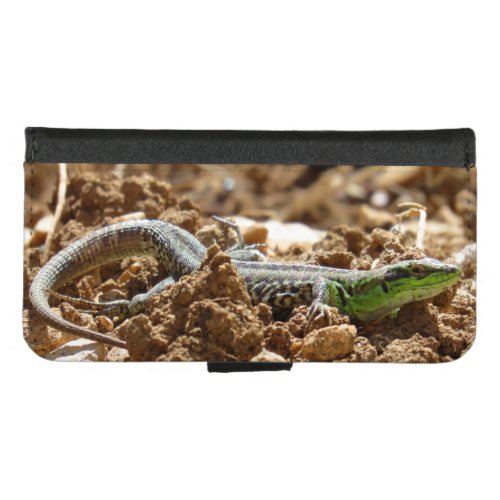 Emerald lizard Salamander in the earth       iPhone 87 Wallet Case