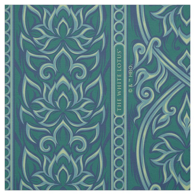 Emerald Lotus Tapestry Pattern - The White Lotus Fabric (Swatch)