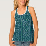 Emerald Lotus Tapestry Pattern - The White Lotus Tank Top