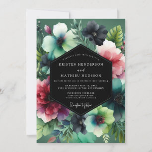 Emerald Luminous Flora Wedding Invitation