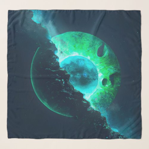 Emerald Lunar Core Cracking Open DALL_E AI Art Scarf