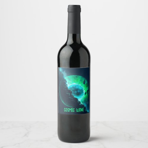 Emerald Lunar Core Cracking Open DALL_E AI Art Wine Label