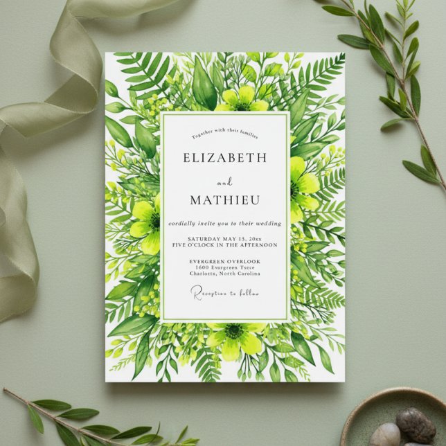 Emerald Lush Botanical Wedding Invitation (Creator Uploaded)