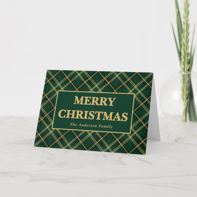 Emerald Luxe Plaid Christmas Holiday Card (Front)