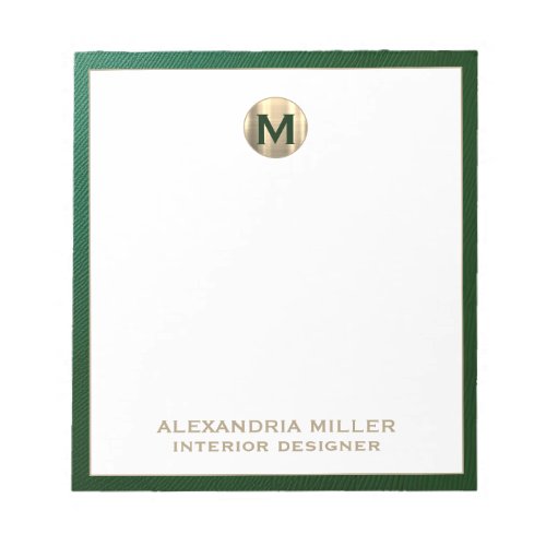 Emerald Luxury Gold Monogram Notepad