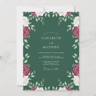 Emerald Magenta Vine Wedding Invitation