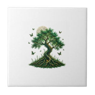 emerald magic tree latte mug ceramic tile
