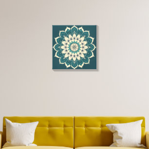 Emerald Mandala Bloom Canvas Wall Art Canvas Photo Tile