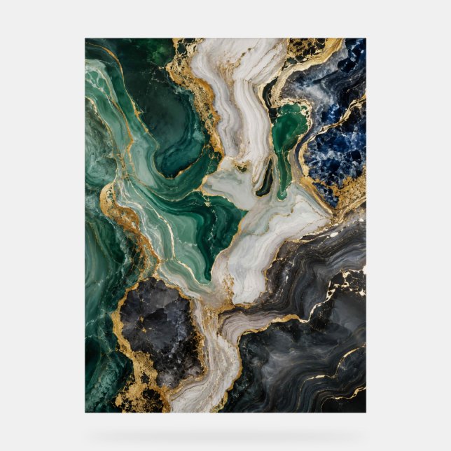 Emerald Marble Abstract Wall Art Print Acrylic Sign (Front)