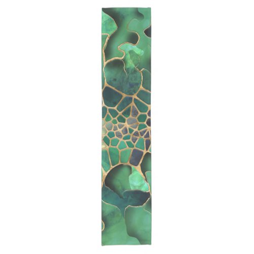 Emerald Marble cells abstract art Short Table Runner