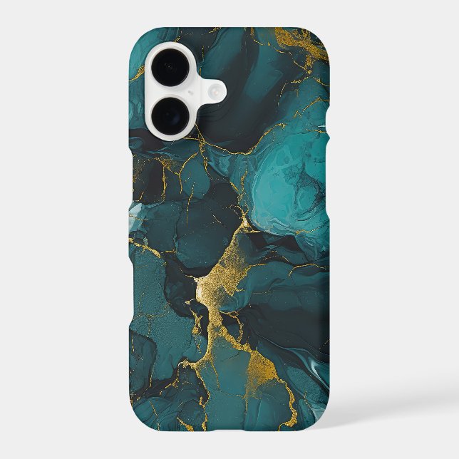 Emerald Marble with Golden Veins iPhone Case (Back)