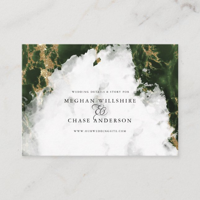 Emerald Marbled  Watercolor Geode  BarefootBride™ Business Card (Front)