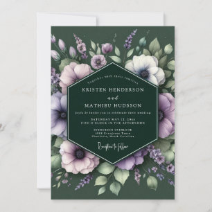 Emerald Mauve Anemone Wedding Invitation