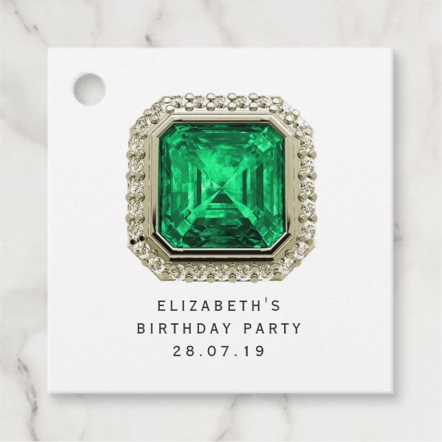 Emerald May Birthstone Favor Tags (Front)