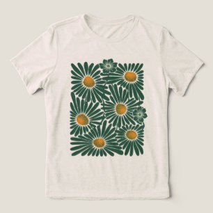 Emerald Meadow Women’s Abstract Floral T‑Shirt Tri Tri-Blend Shirt