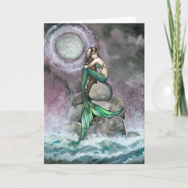 Emerald Mermaid Fantasy Art Card (Front)
