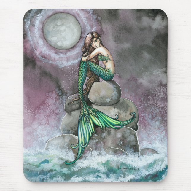 Emerald Mermaid Fantasy Art Mousepad (Front)