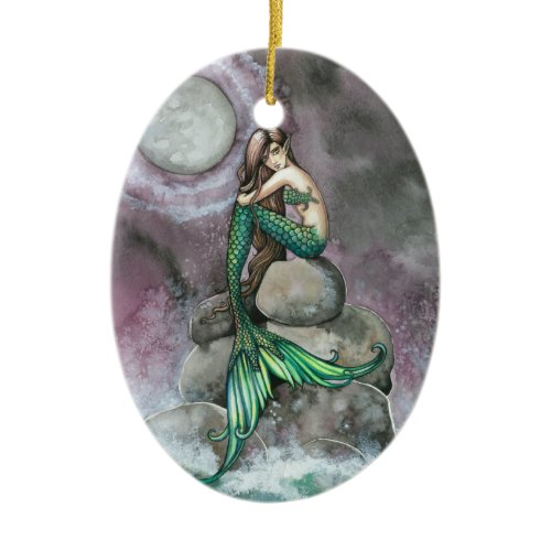 Emerald Mermaid Fantasy Art Ornament