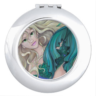 "Emerald Mermaid" mirror compact For Makeup