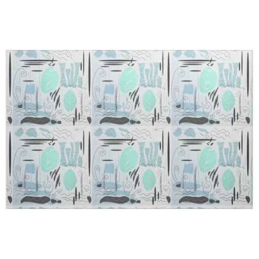 Emerald Mid Century Modern Floral Abstract Pattern Fabric