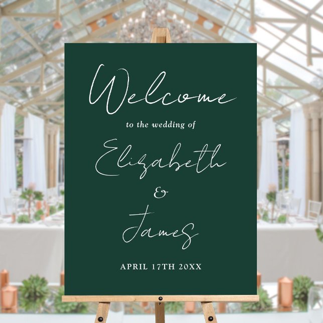 Emerald Minimalist Script Wedding Welcome Sign (Emerald Minimalist Script Wedding Welcome Sign)