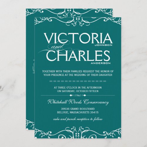 Emerald Modern Vintage Typography or Any Color Invitation