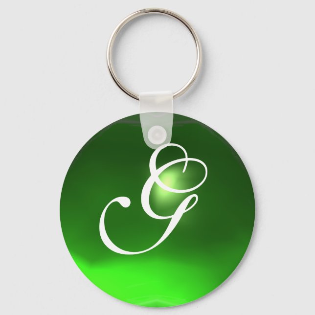 EMERALD  MONOGRAM ,green Keychain (Front)