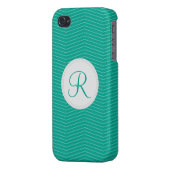 Emerald Monogram Thin Chevron Pattern iPhone Case (Back Left)