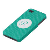 Emerald Monogram Thin Chevron Pattern iPhone Case (Bottom)