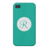 Emerald Monogram Thin Chevron Pattern iPhone Case (Back)