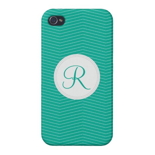 Emerald Monogram Thin Chevron Pattern iPhone Case (Back)