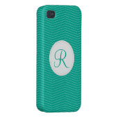 Emerald Monogram Thin Chevron Pattern iPhone Case (Back Right)