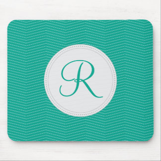 Emerald Monogram Thin Chevron Pattern Mouse Pad