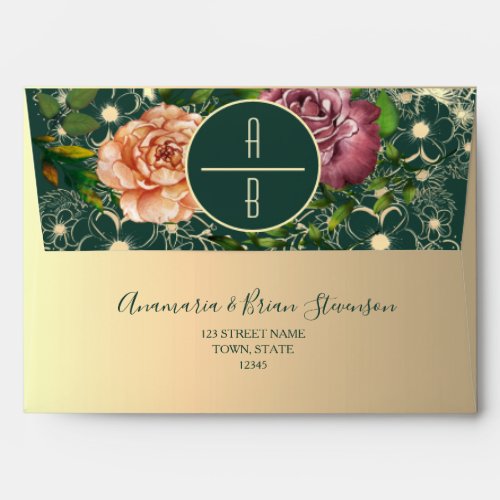 Emerald Monogram Wedding Envelope