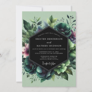 Emerald Moody Bloom Wedding Invitation