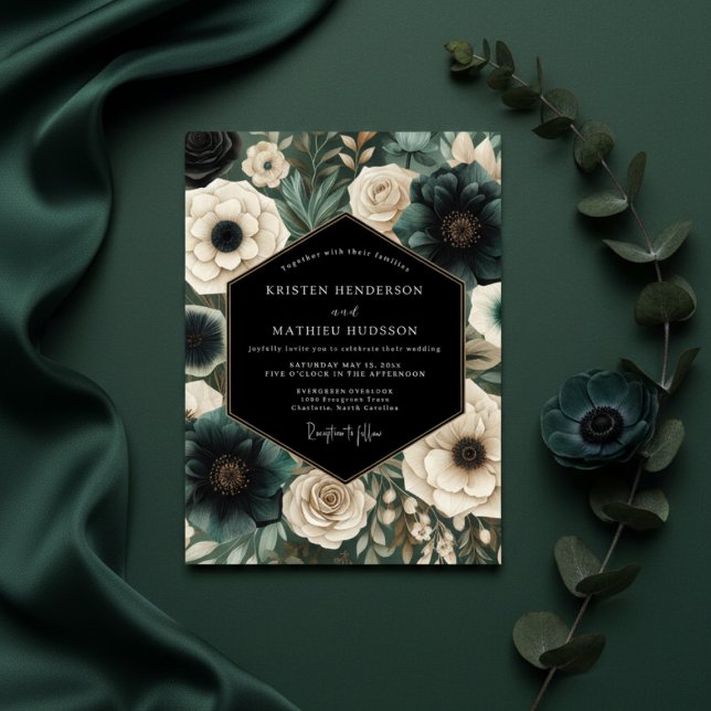 Emerald Moody Floral Wedding Invitation (Creator Uploaded)