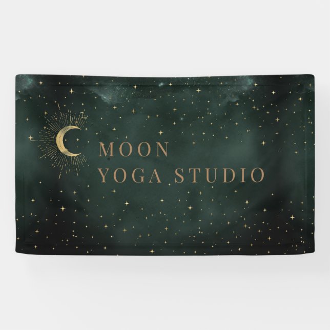 Emerald Moon Stars Midnight Blue Banner (Horizontal)