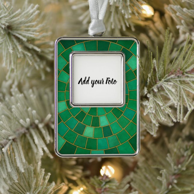 Emerald Mosaic Circle Pattern Art Christmas Ornament (Tree)