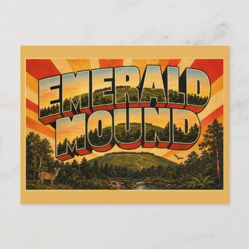 Emerald Mound MS Vintage Travel Art Postcard