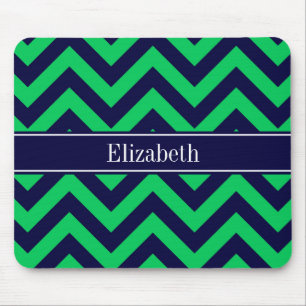 Emerald Navy LG Chevron Navy Blue Name Monogram Mouse Pad