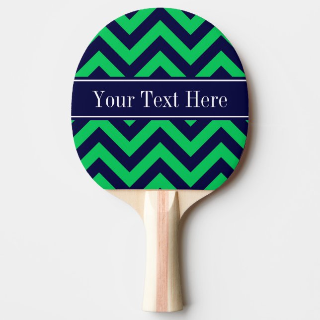 Emerald Navy LG Chevron Navy Blue Name Monogram Ping-Pong Paddle (Front)