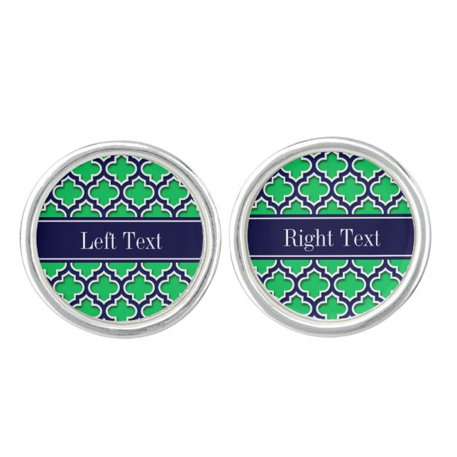 Emerald Navy Moroccan #5DS Navy Name Monogram Cufflinks (Front)